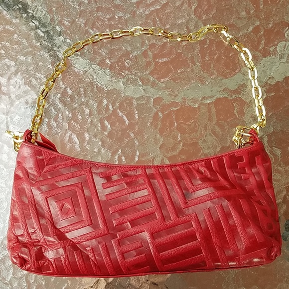 SOLD Red embossed leather - Picture 2 of 3